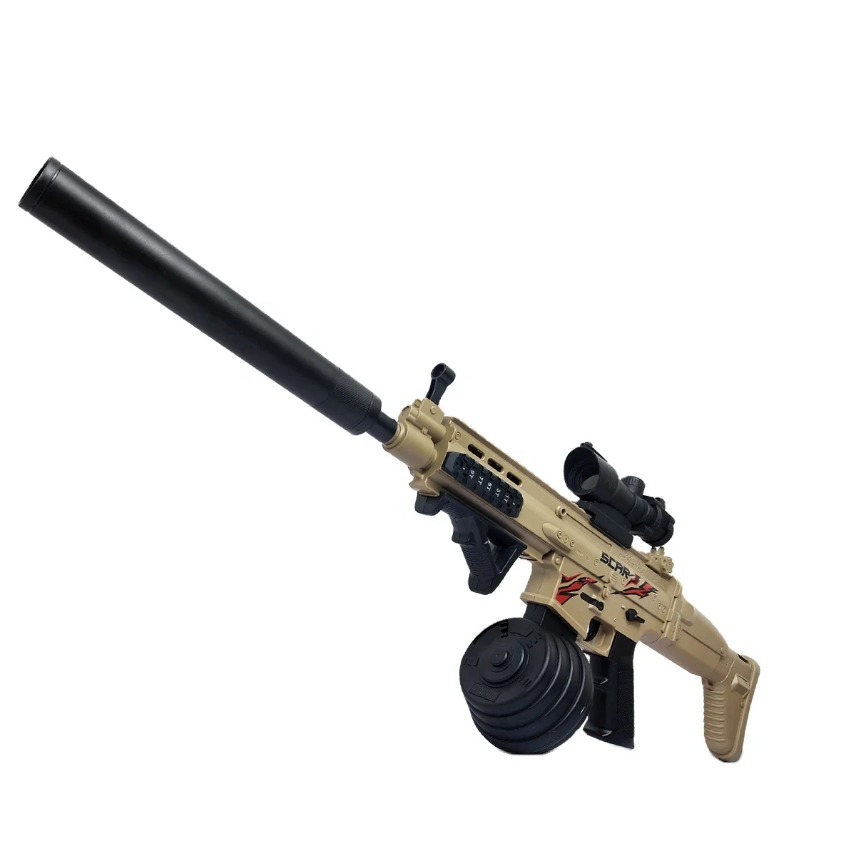LASHOT 2025 Unisex SCAR Toy Automatic Gel Blaster Gun Safety ABS Plastic Sand Drum Magazine Toy Gun for Adults
