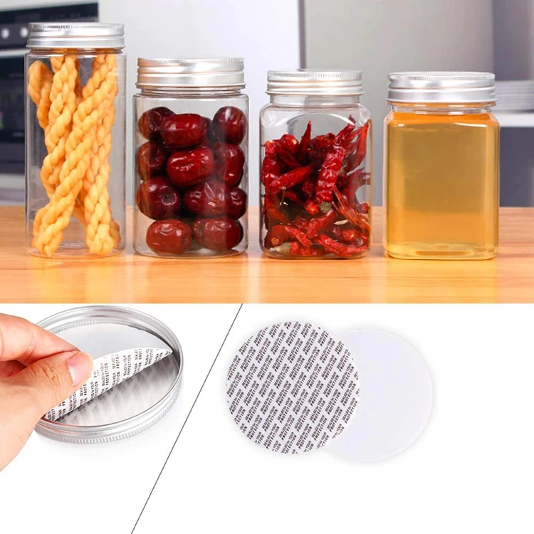 Reusable Clear Plastic Round Jars Wide Mouth Food Containers with Silver Metal Lids for DIY Cookies and Kitchen Supplies Storage