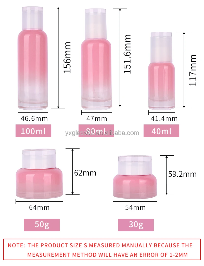 Skincare cosmetic glass packaging container manufacturer LLNEGE same style family cosmetic glass bottle set supplier