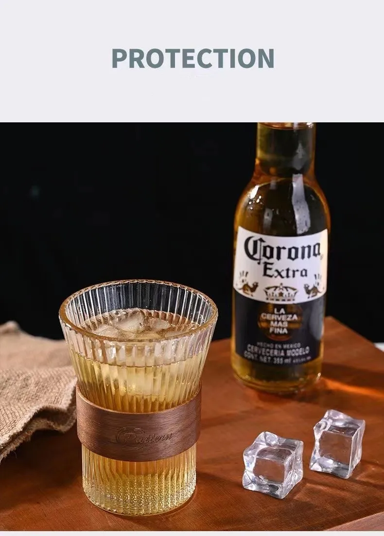 Custom Made Transparent Glass Cup For Beer Coffee Organ Shaped Juice Cold Drink Cups with Anti-scald Sleeve Water Bottle