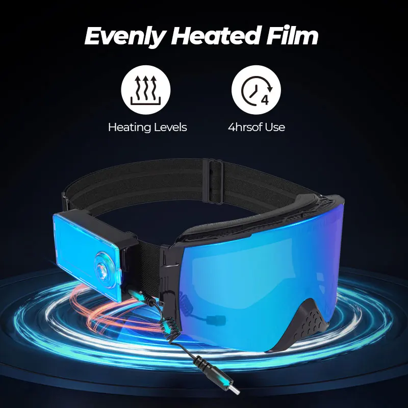 HUBO Sports Eyewear Heated Skiing Gogoles in Magnetic Blue Orange