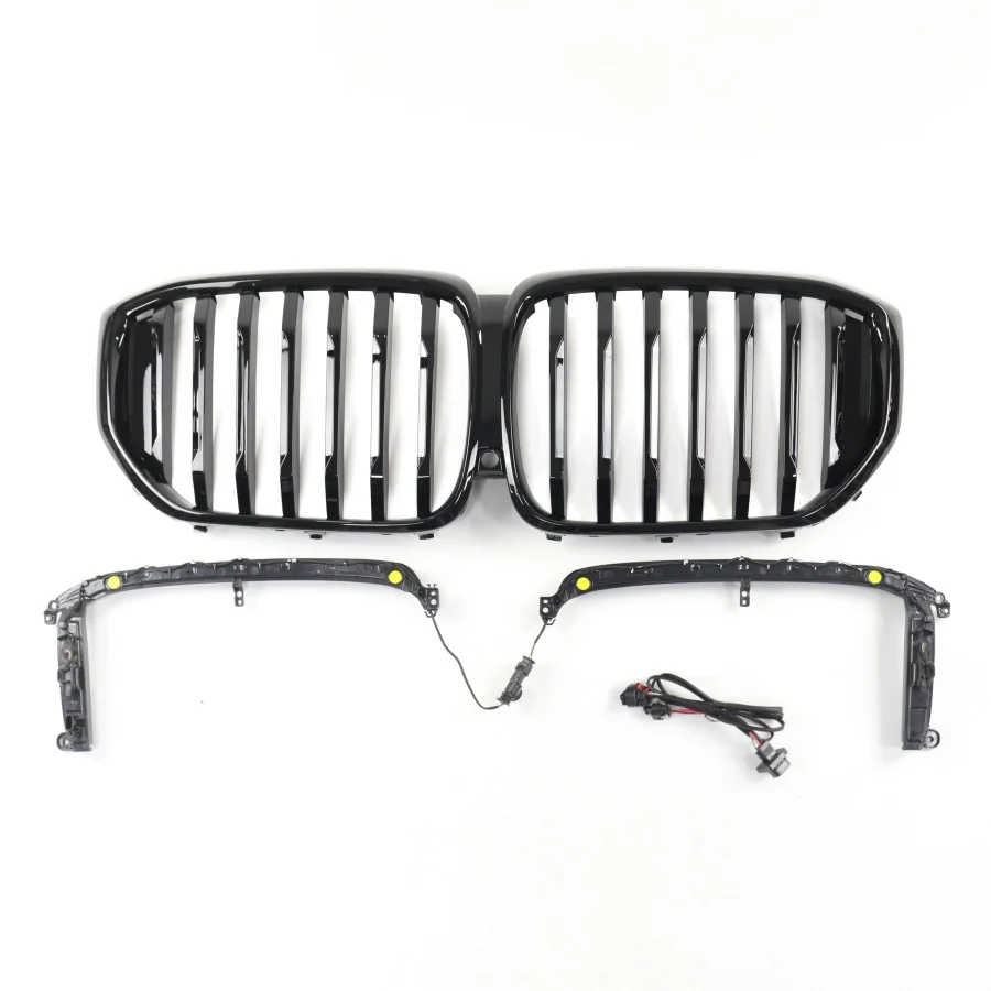 product tiypeor black kidney led grille front bumper for bmw x5 g05 2019   2022 car abs dual strip glossy models-3