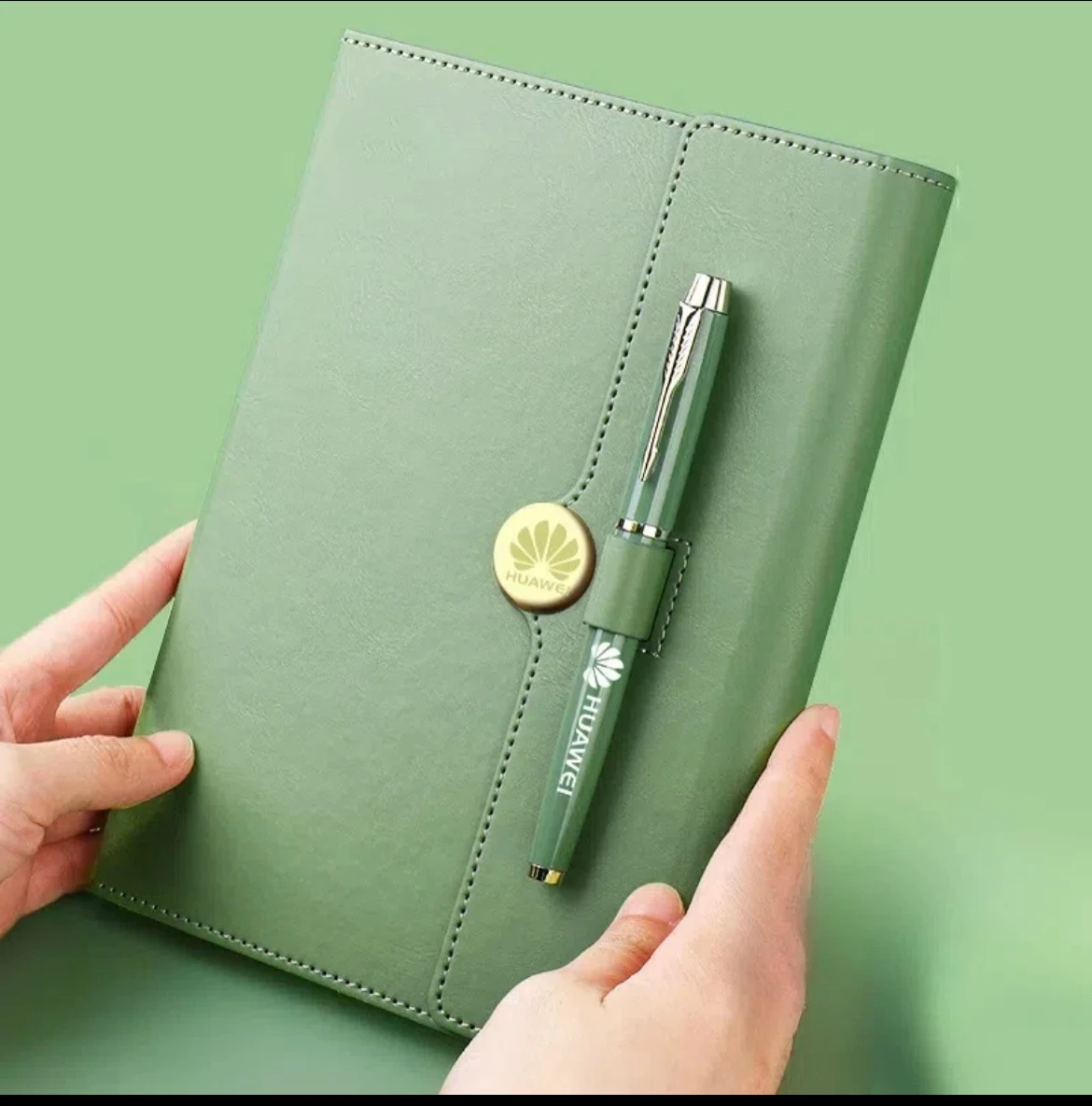 Souvenirs Gift Laserable Leatherette Journal A5 Notebooks Customizable with Box Vip Diaries Green Leather Notebook With Pen