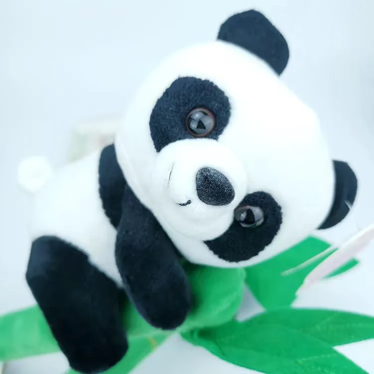 Plush Panda Toy Holding Bamboo Leaves Panda Cute Figure Customized ...