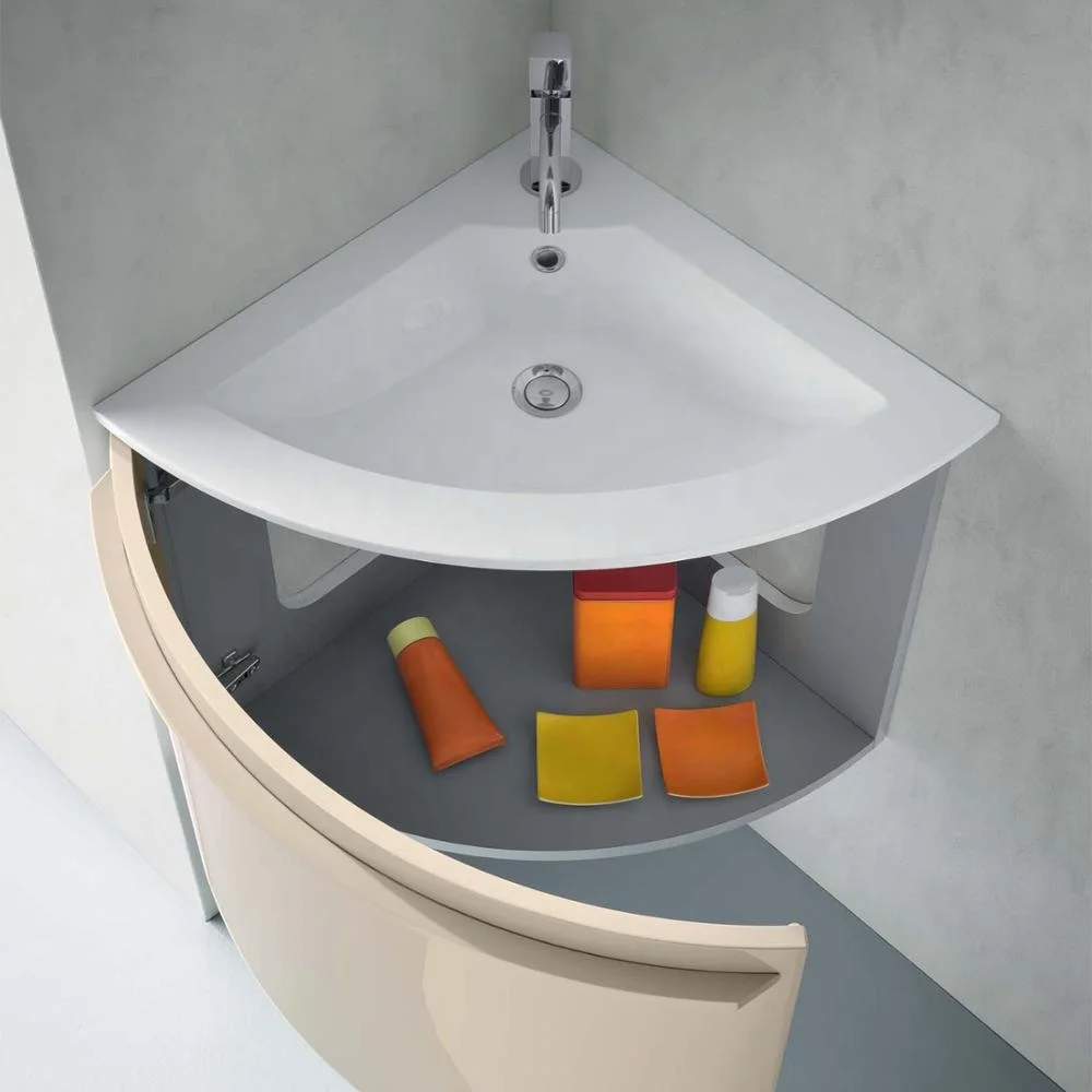 20 Inch Small Corner Floating Bathroom Vanity Unit With Ceramic Sink