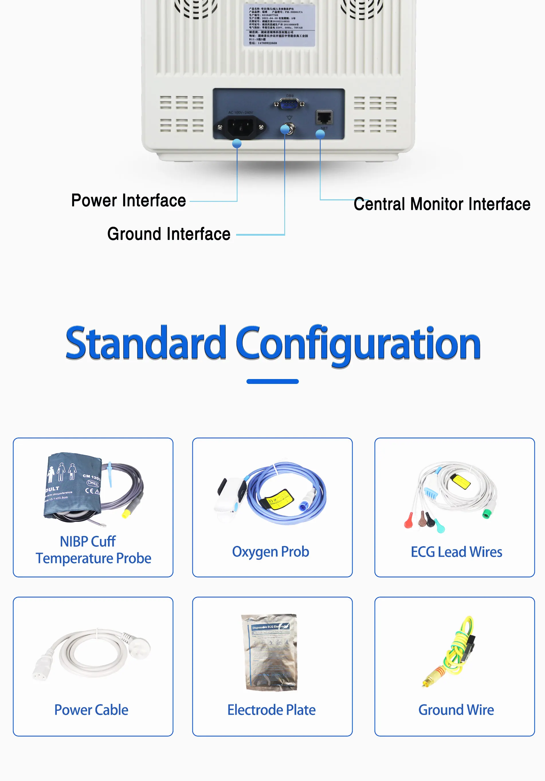 Multi Parameter Patient Monitor with Built-in Lithium Battery Anti-ESU and Anti-defibrillator for Adult Pediatric Neonatal Patients