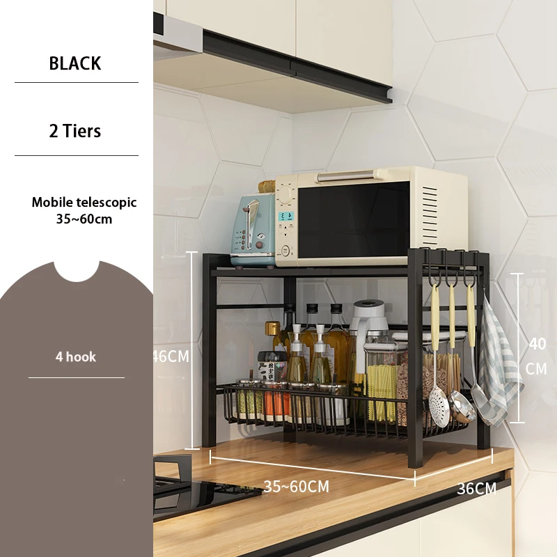 1pc Kitchen Storage Rack Telescopic Microwave Oven Holder, Double Layer  Tabletop Shelf For Home Appliances Organization