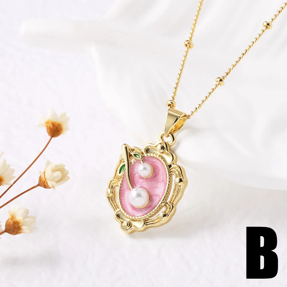 Elegant Oil Painting Necklace with Pearl Pendant