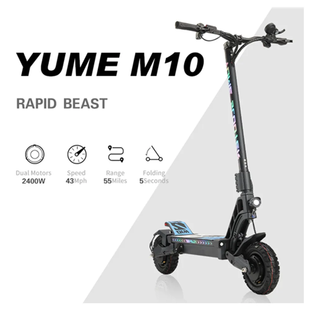 YUME M10 новый дизайн двойной мотор электрический скутер 60v 2400w 2 колеса Электрический велосипед складной e способный преодолевать Броды для