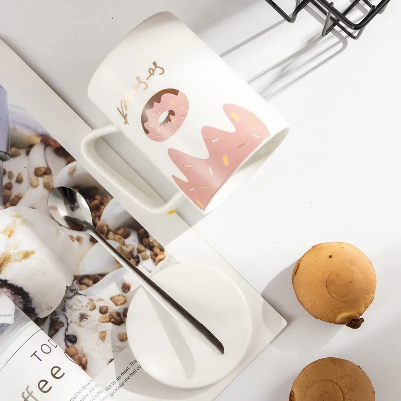 Wholesale Cute Factory coffee milk tea tumbler sublimation custom logo  summer fruit creative ceramic coffee mugs with lid From m.