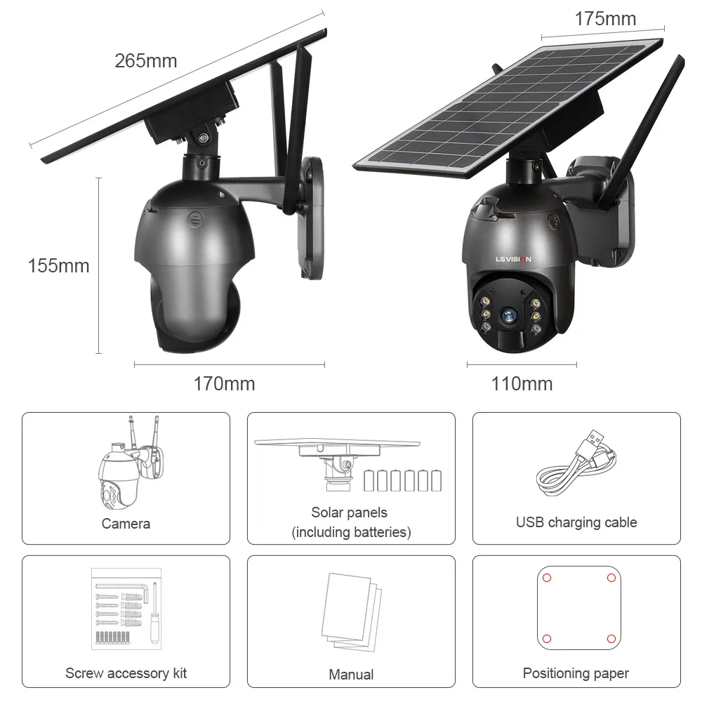 LS VISION 4g Wifi Sim Solar Power Camera Ptz Zoom Solar Cctv Outdoor Security Camera Gsm 1080p 4MP PIR Low Power Solar Camera