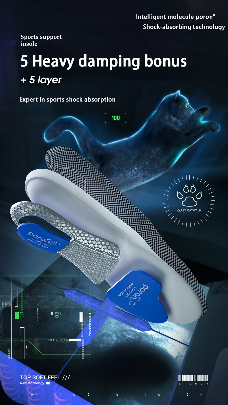 Custom Gel Shock Absorbing Sports Insoles Wholesale