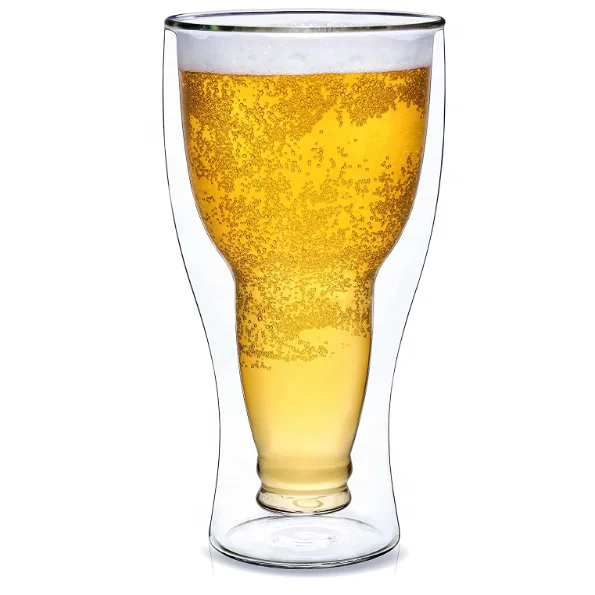 Custom Logo Double Wall Glass Cup Logo Print Custom Beer Glasses Supplier