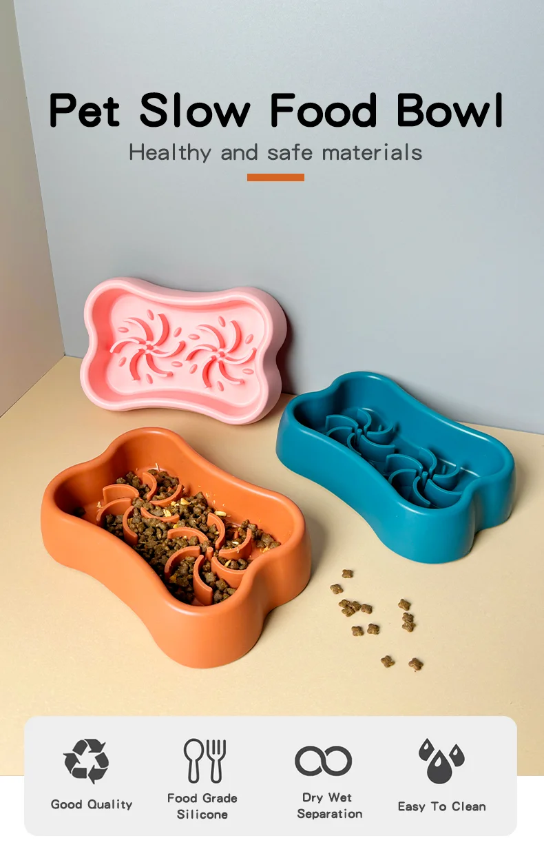 Custom Logo New Silicone Slow Feeder Dog Pet Bowls With Suction