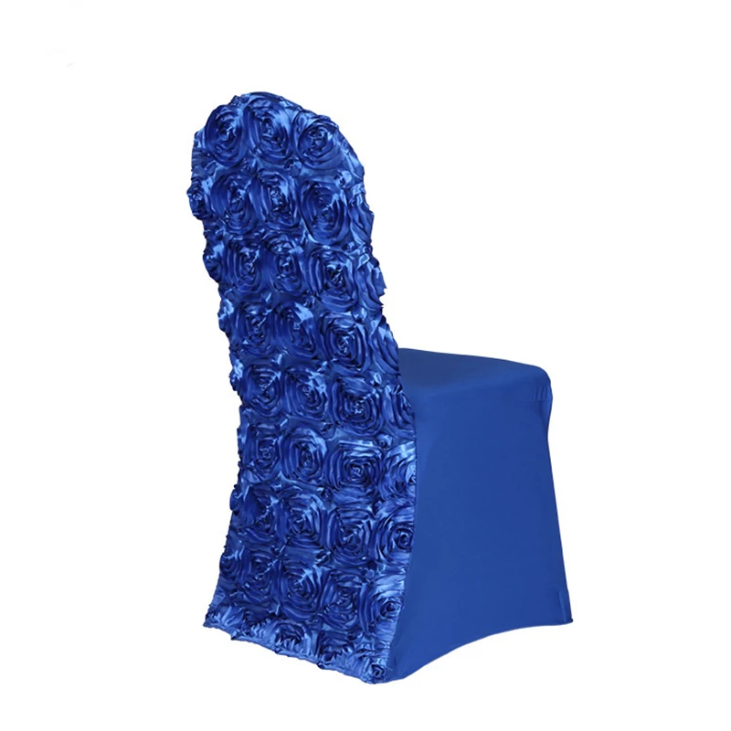 Luxury High Stretch Spandex Wedding Banquet Dining Rosette Flower Chair Cover Seat Covers For