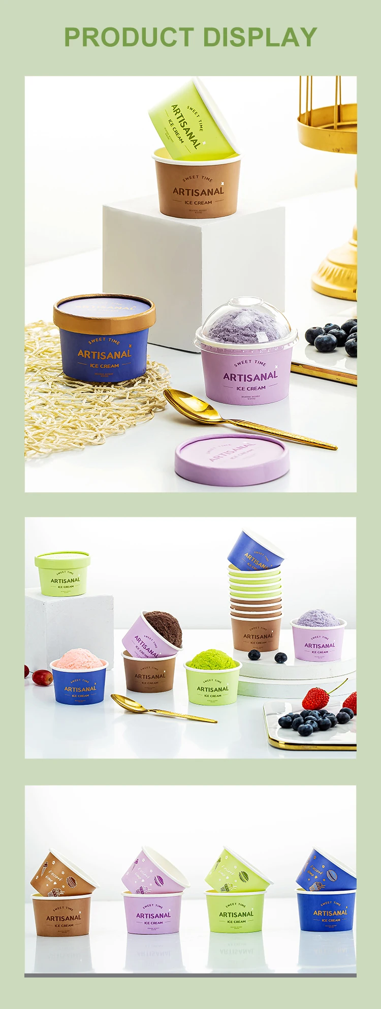 Custom Logo Paper Packaging Disposable Ice Cream Cup With Personal Logo ...