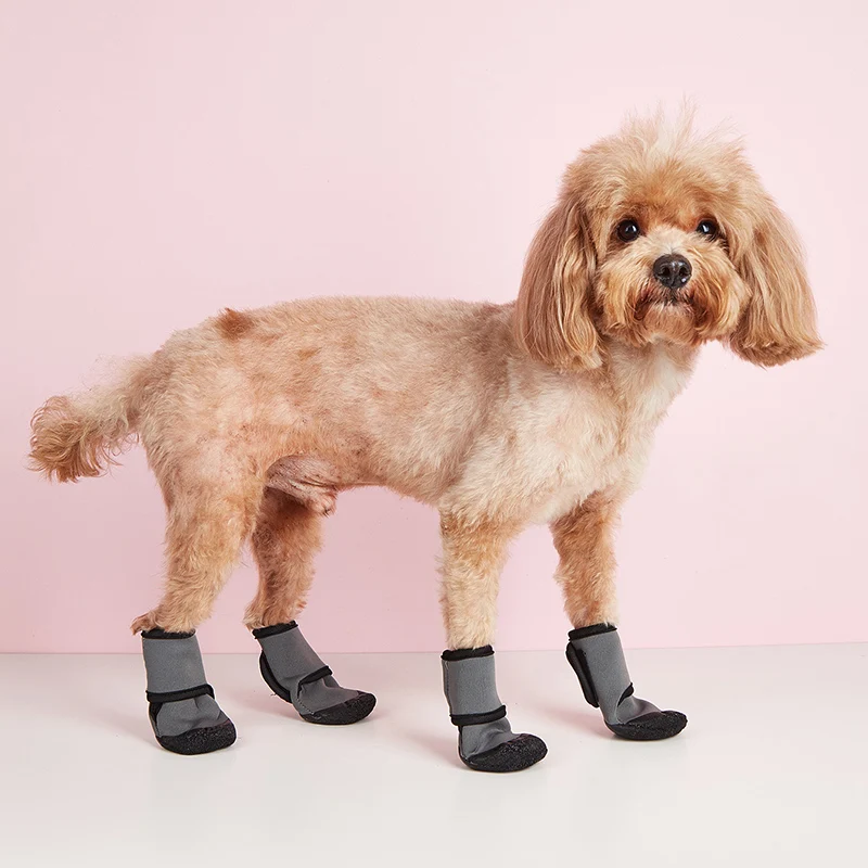 4 in a Set Waterproof Anti-slip Outdoor Comfortable Pet Silicone Rain Boots Long Shoes Dog Shoes for Pet