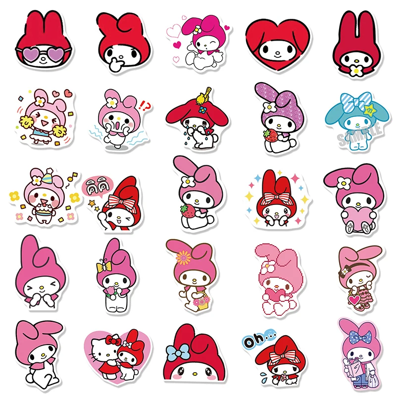 Sanrio Melody Kuromi Cartoon Stickers Water Bottles Laptop Phone ...