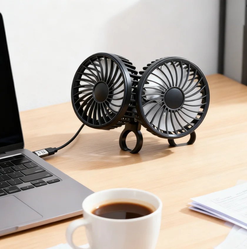Portable Dual-head Car Fan, USB, 5V, 12V, 24V - detail 6