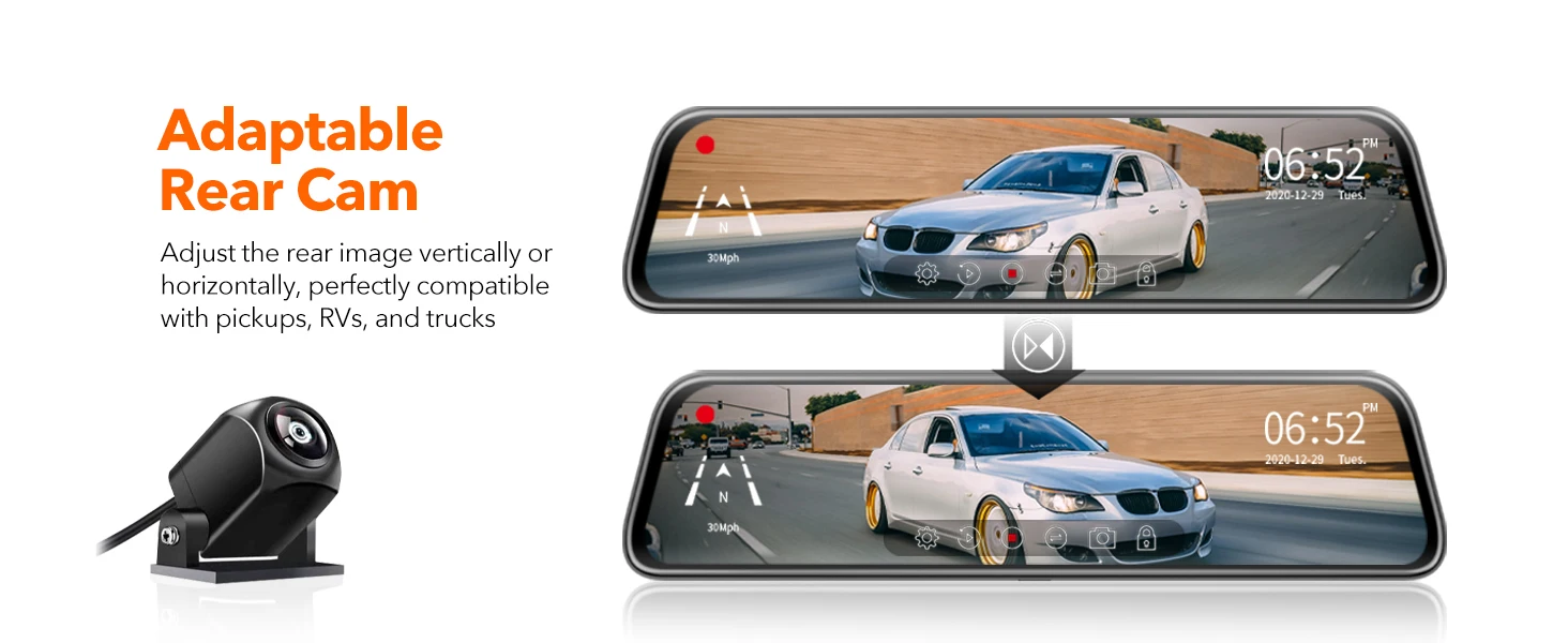 Specchetto Retrovsore Con Telecamera Anterore Posterore Funzon - Foto 10