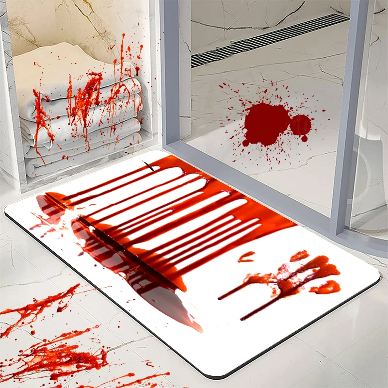 Tappetino da bagno haloween - Tappetino per impronte di sangue, tappetino horror non scivoloso | Decorazione per doccia da bagno, porta d'ingresso