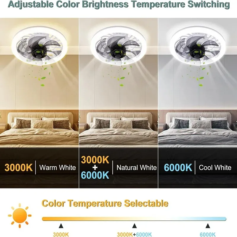 Smart 3 in 1 Living Room Ceiling Fan Light Home Bedroom Fan Light Modern Simple Home Quiet Room Fan Light with Remote Control