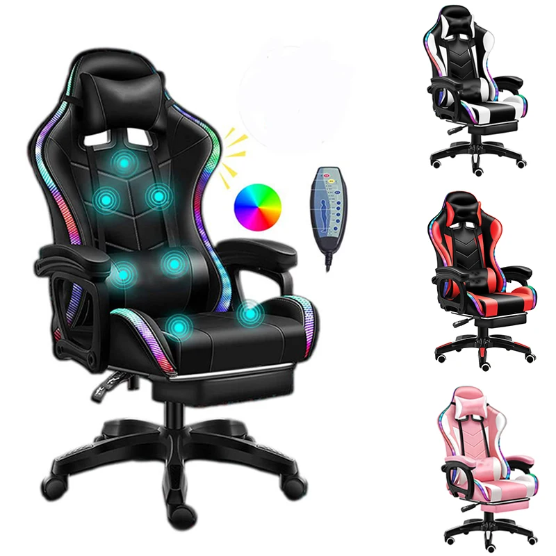 gaming chairs with massage and footrest