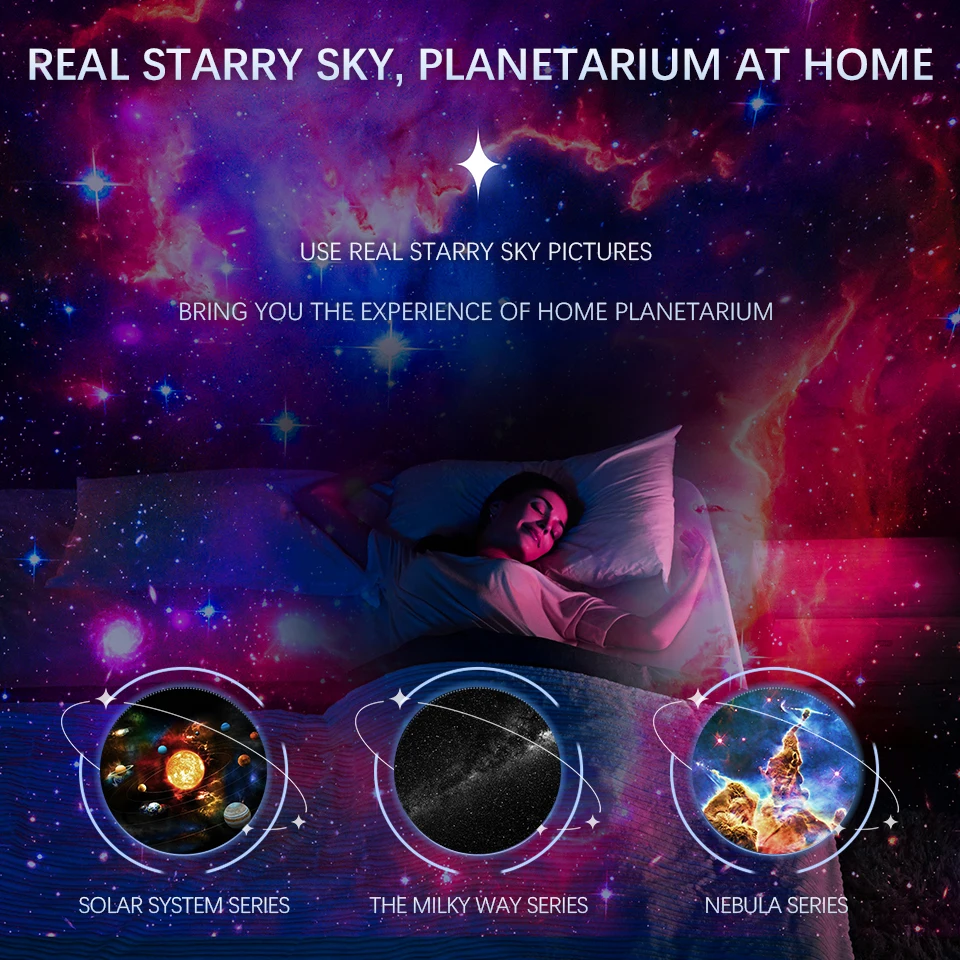 Proiettore stellare, proiettore Galaxy planetario 13 in 1, 360 ° Rotazione, design muto, immagine HD e temporizzazione per camera da letto, compleanno, decorazioni natalizie
