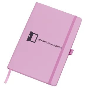 Custom A5 Hardcover Leather Notebook with 100 Sheets Classic Office & School Gifts Black PU Sewing Binding Custom Printing Logo