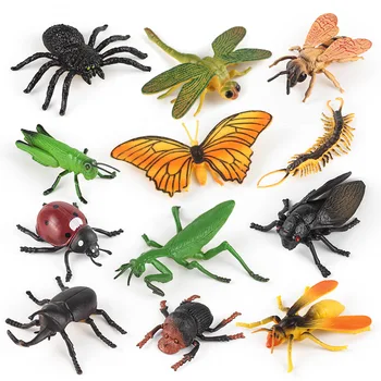 Spot wholesale12only Large insect Combination set PVC solid ant Spider mantis Dragonfly grasshopper simulation Children's toy