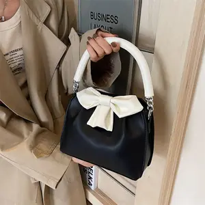 Women Bag PU 2026 Fashion Bow Sweet Simple Office Lady Shoulder Pures and Bags Crossbody Girls Handbag