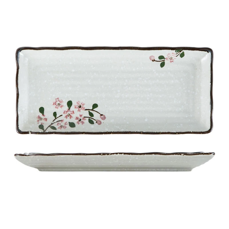 Cheap Japanese Porcelain Sushi Plates Hand Painted Ceramic Tray Sushi Trays Rectangle Sushi Dish