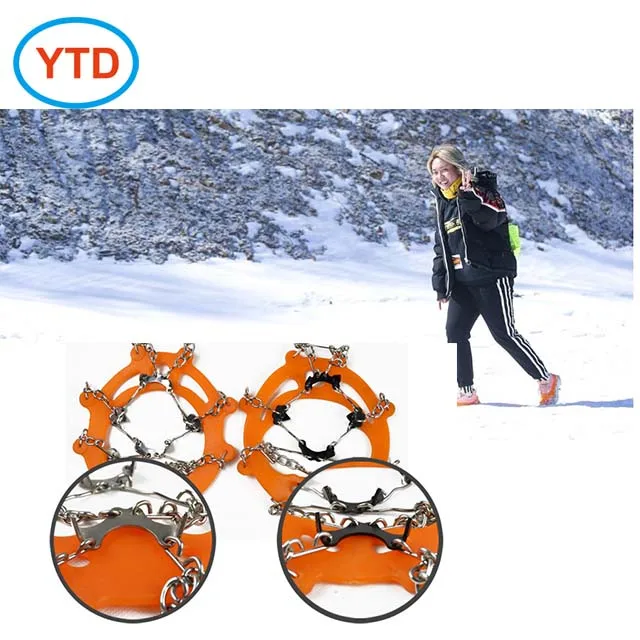 Alomejor Ice Snow Grips 14 Teeth Ice Cleats Snow Crampons Unisex Anti Slip Shoes Grippers for Winter Walking Hiking Mountaineering 