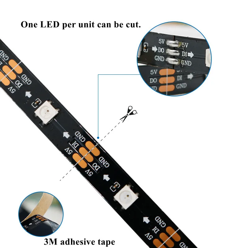 Smd 5050 5V Rgb Led Pixel Addressable Sk6812 Ws2812b LED Strip