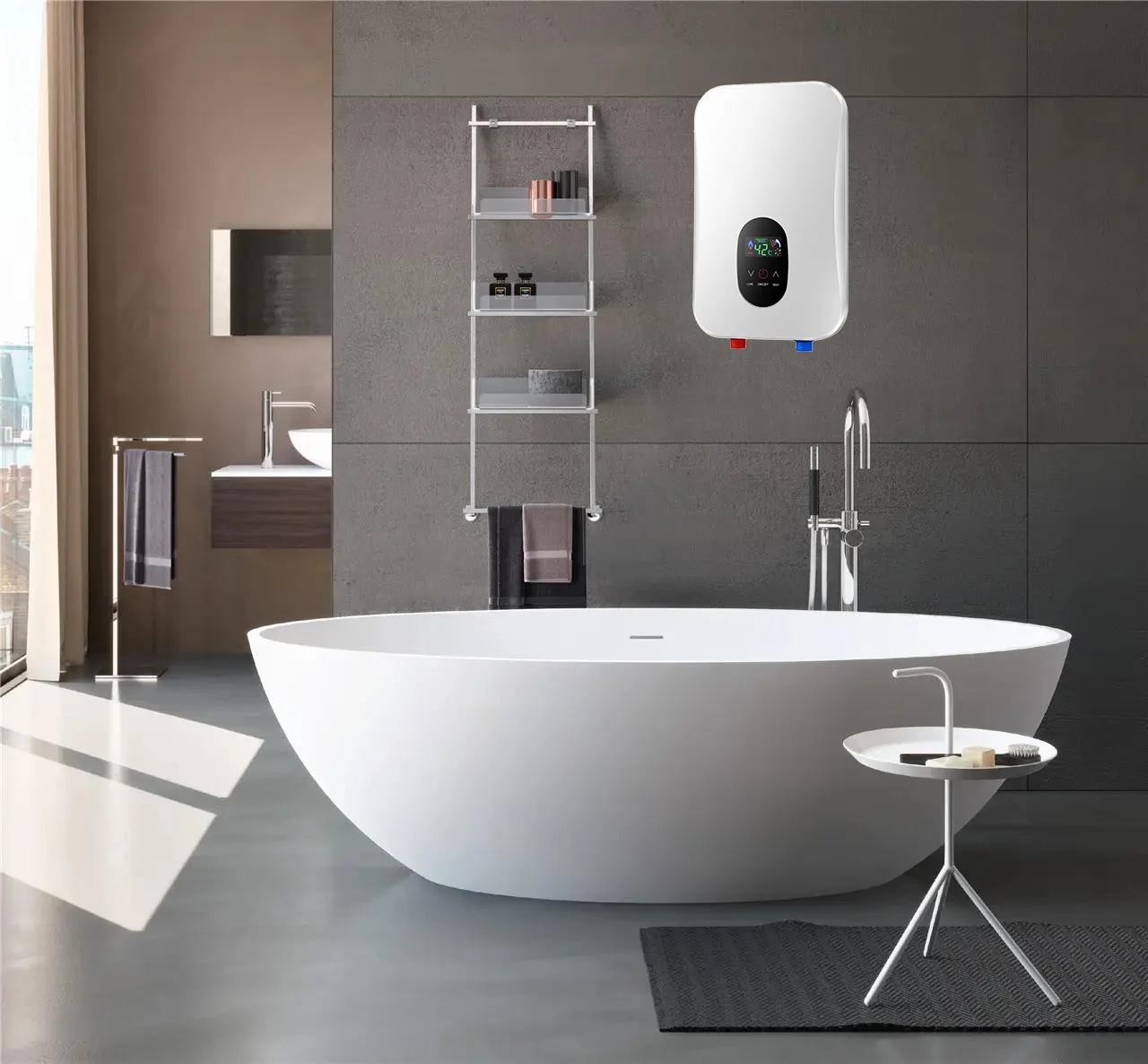 New CE Automatic Bath Instant Electric Water Heater for Shower Car Waterproof White Kitchen Wall Power Storage Casing House