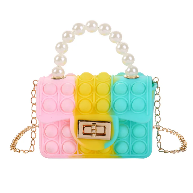 2022 New Little Girls Cute Silicone Mini Jelly Handbag Kids Candy