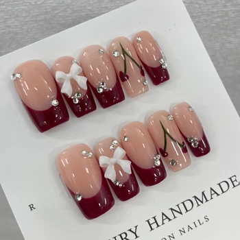 Wholesale 10pcs Hand Painted Gel Press Nails Beautiful Luxury Customized Design handmade press on nails