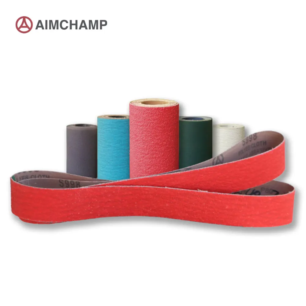 Factory direct Aimchamp red Ceramic abrasive Belt Sanding Belt for metal working wet and dry polishing strong sharp and durable