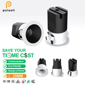 PULUOTI Modern Mini LED Spotlight Thumb-Sized Full-Spectrum 3500K Aluminum Eye-Protection Unique Embedded Style for Home Decor