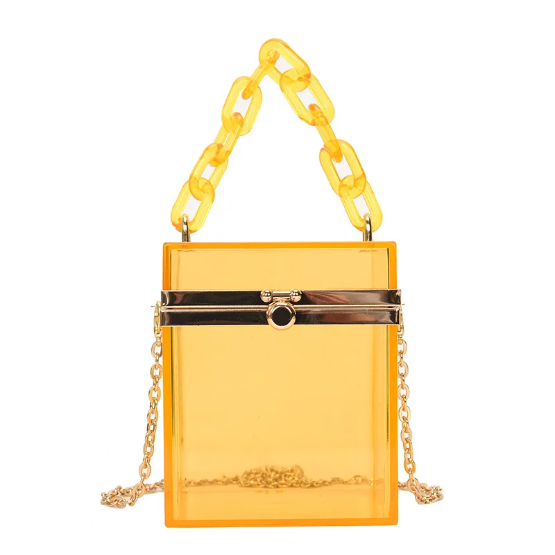 Wholesale Fashion box shaped clutch bag transparent jelly acrylic