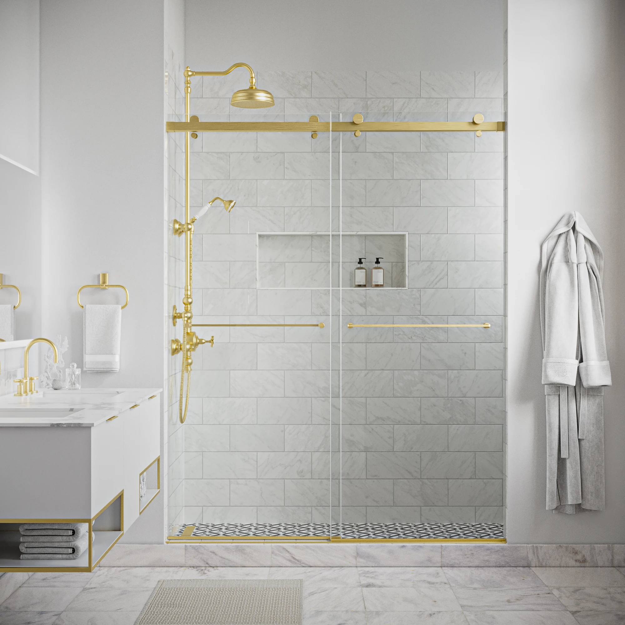 Ddp Service Customized Bathroom Tempered Glass Double Sliding Shower Doors With 2 Panels Buy Sliding Double Door