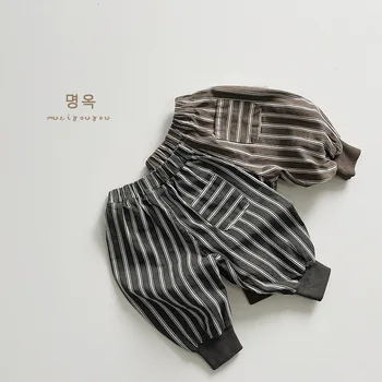 Children's Clothing Boys' Striped Cotton Pants New Autumn Collection Japanese Style Loose Wide-leg Pants Baby Outerwear Pants