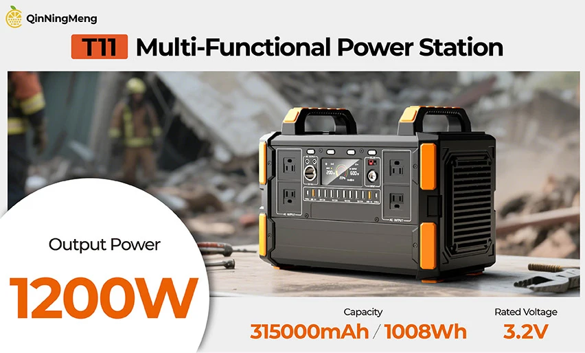 1200W Portable Power Station with 1008Wh Capacity Pure Sine Wave Inverter and MPPT Controller for Camping and Outdoor Use