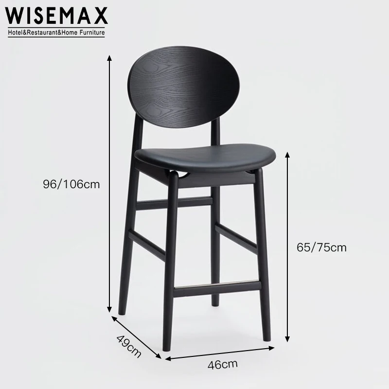 Wisemax Furniture Modern Bar Furniture Solid Wood Frame Bar Stool Black Fabric Bar Chair With