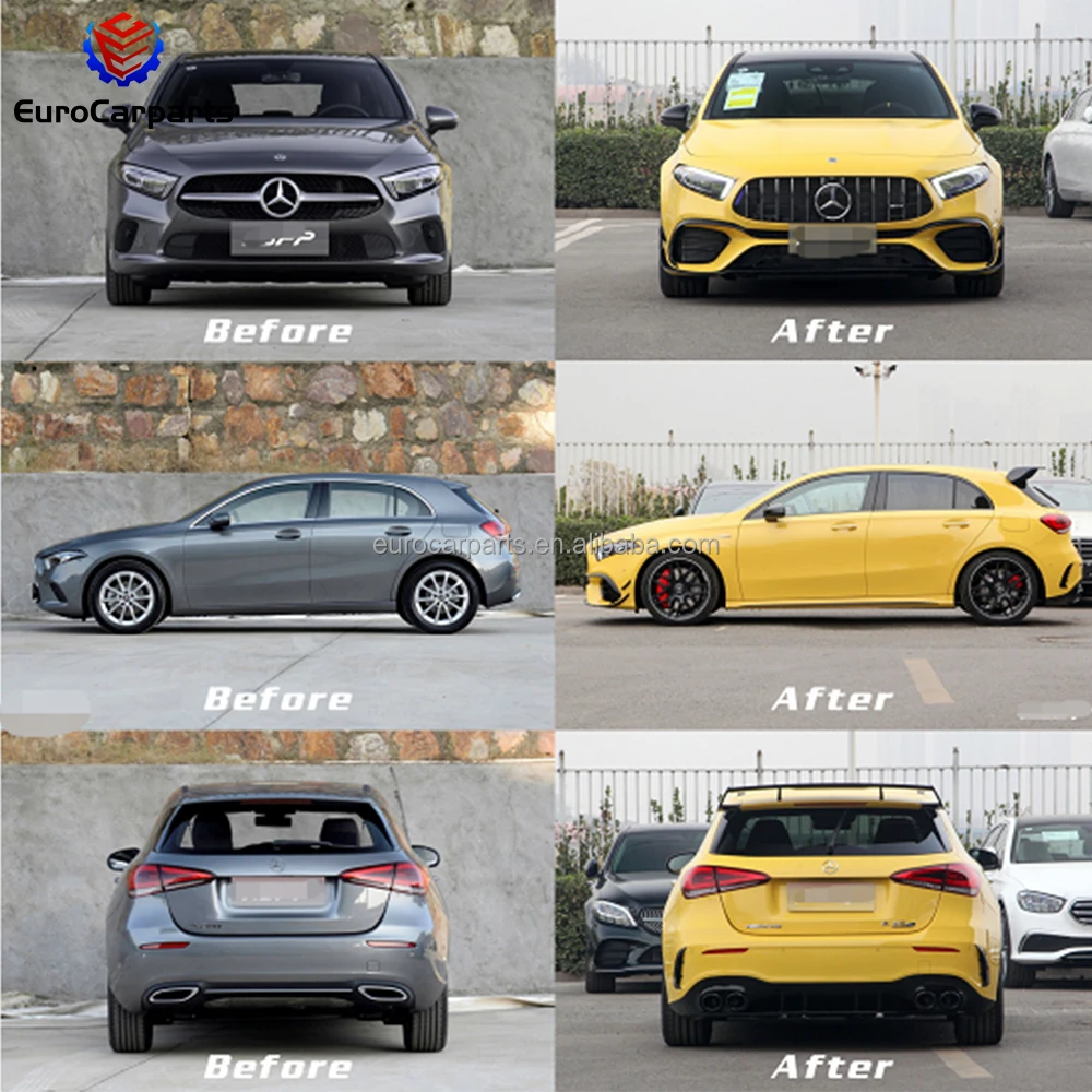 A45 Body Kit Body Kits for a Class W177 2019 Year Car Bumpers Grille Side Skirts Rear Diffuser Exhaust Tips Rear Wing
