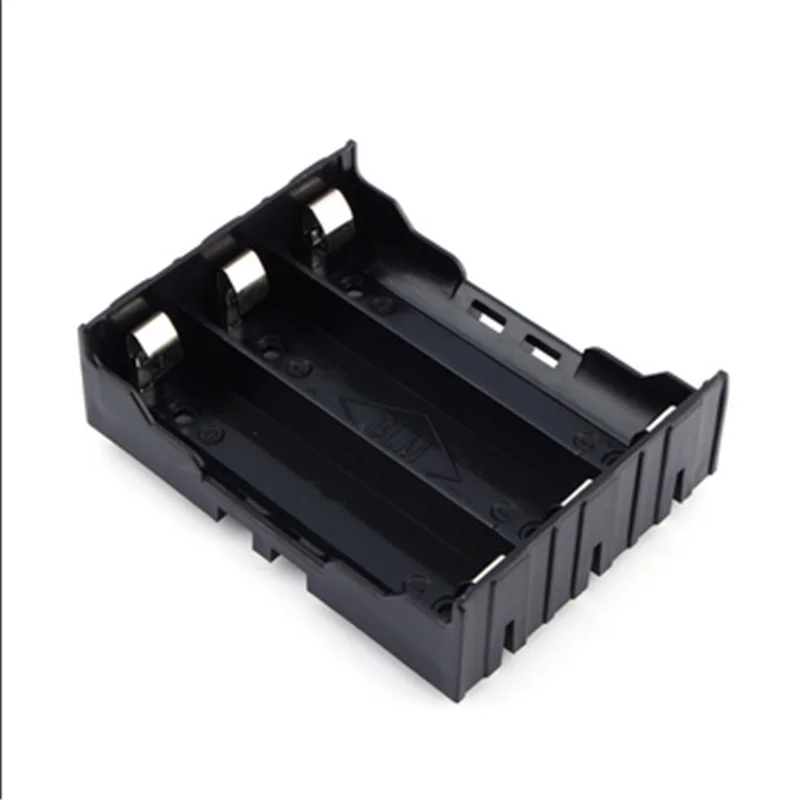 Black Plastic 3 X 18650 Batteries 6 Pin 3.7V Battery Holder Case in Parallel/In