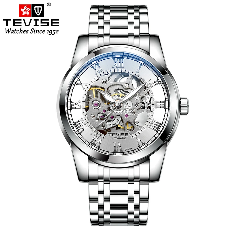TEVISE 9005D Popular Mechanical Wristwatch Hollow Out Luminous Men's Steel  Watch