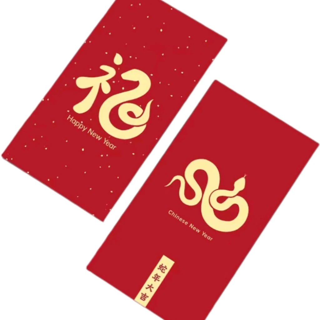 Custom Gold Stamping Red Packet 2025 Red Envelopes Chinese New Year Lucky Money Hongbao Packet Angpao