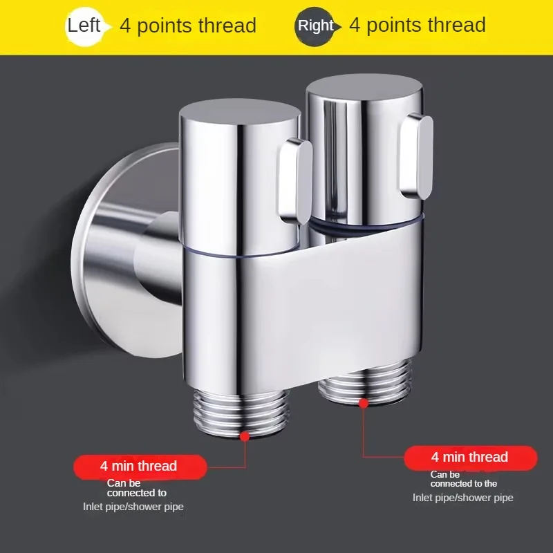 Factory Direct Sales Dual Handle One Inlet Two Outlet Water Stop Valve Chrome Bidet Angle Stop Valve for Bidet Toilet Bathroom