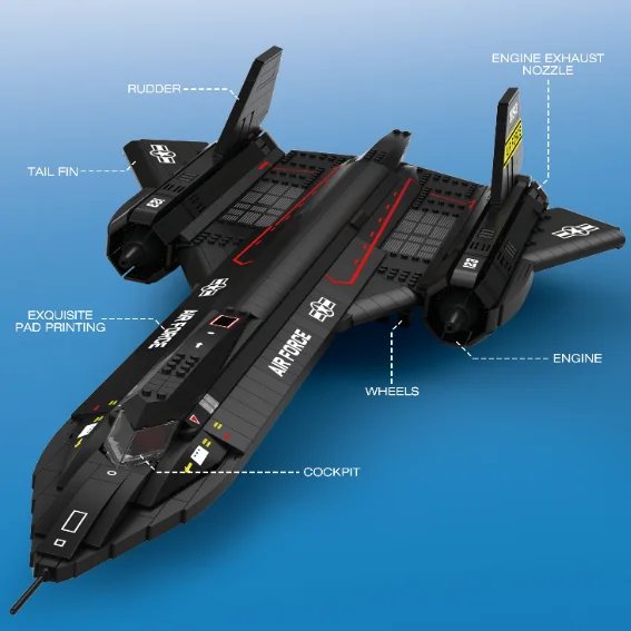 Reobrix SR 71 Black Bird Plane Building Bricks - DIY Toys